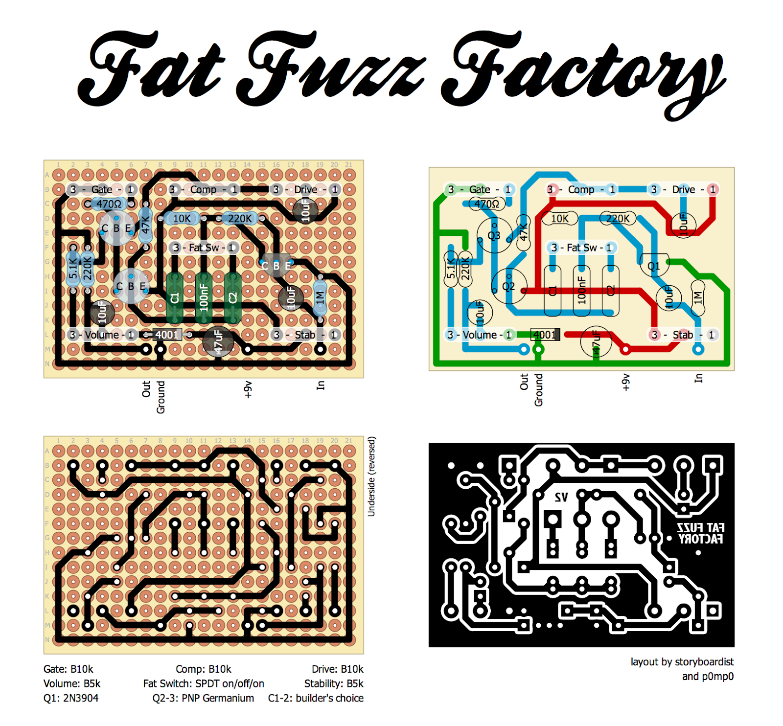 Perf and PCB Effects Layouts: Zvex Fat Fuzz Factory
